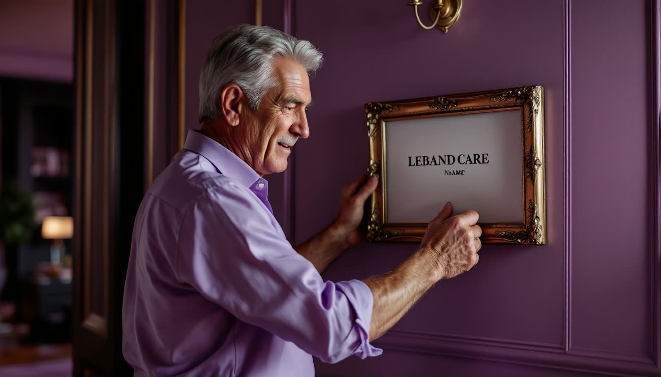A former senior executive removing an old professional identity from an office wall