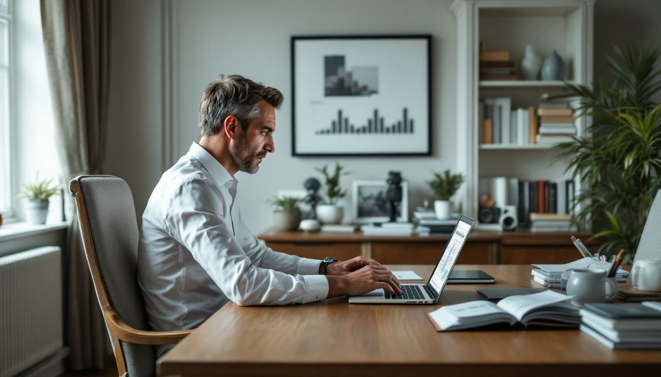 A man focuses intensely on a single client project, ignoring the need for broader business development activities.