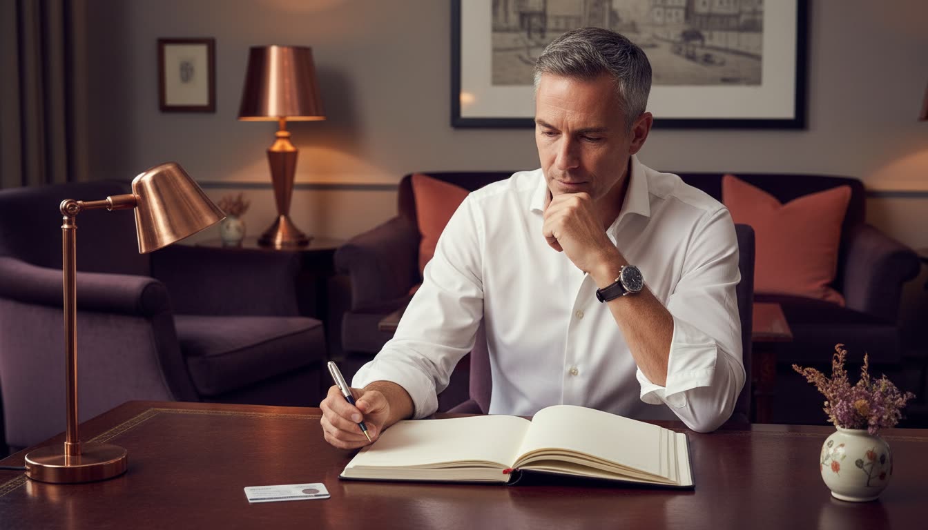 Senior executive making a deliberate decision about his next professional chapter after leaving corporate life