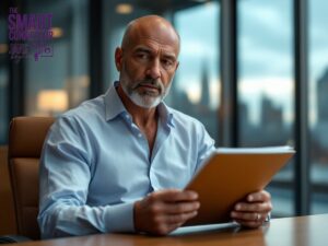 Independent consultant reviewing a proposal in a London boardroom before an RFP pitch