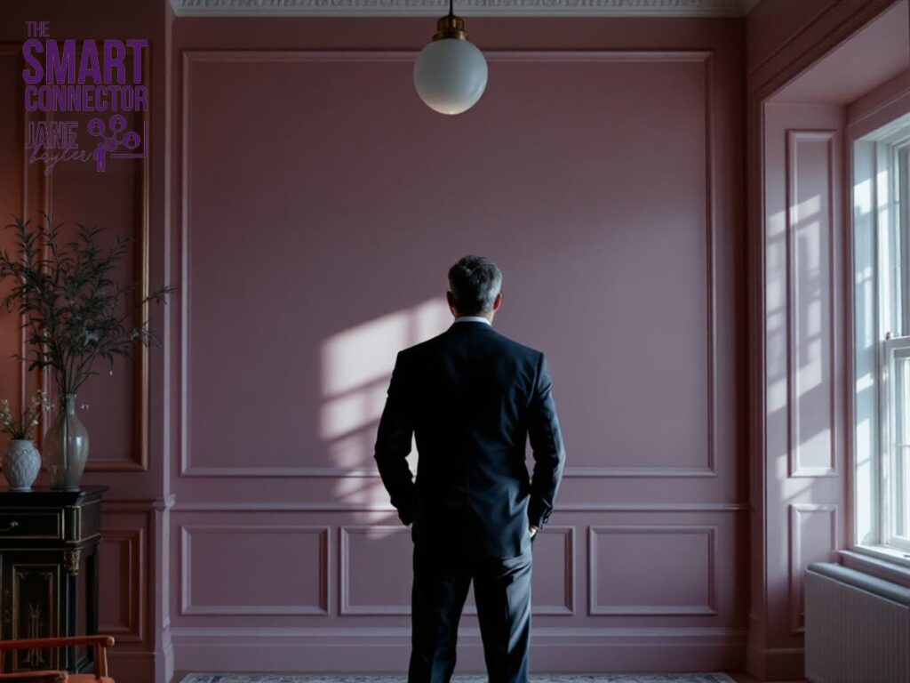 Senior executive confronting the loss of a former corporate identity in a refined study