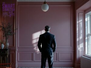 Senior executive confronting the loss of a former corporate identity in a refined study